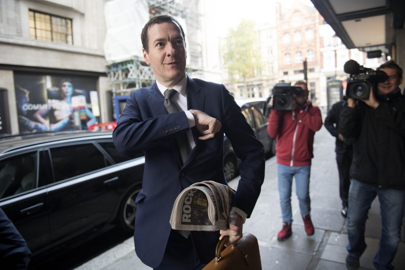 Former chancellor George Osborne arriving at the London Evening Standard offices to start his new role as editor.