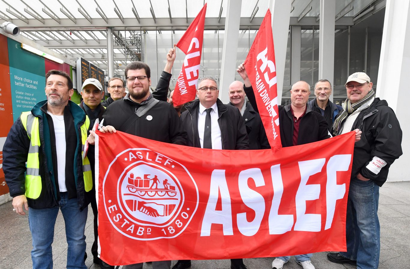 An Aslef picket line at London Bridge station during the 18-month dispute. 