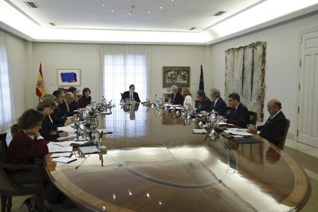 Spain's Prime Minister Mariano Rajoy presides over a Cabinet meeting. (Juan Carlos Hidalgo/AP/PA)