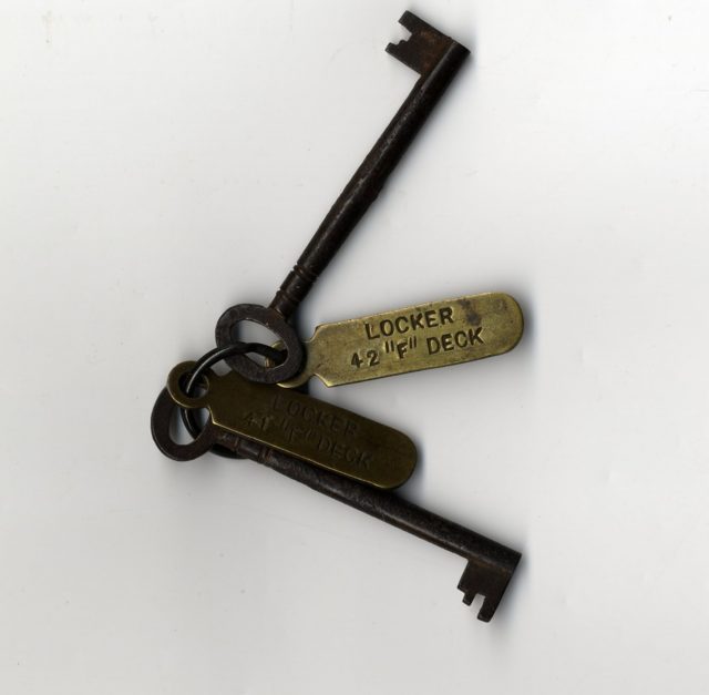 A set of rusty locker keys that belonged to a cabin steward who survived the disaster were also sold at the auction
