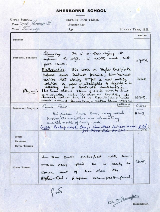 Alan Turing's school report