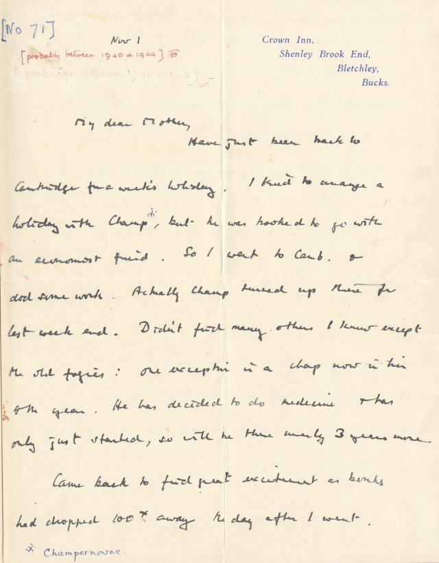 A letter from Alan Turing to his mother