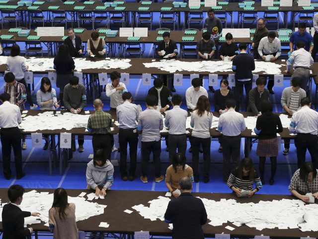 Votes are counted in Tokyo