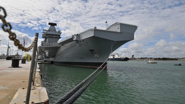 The HMS Queen Elizabeth is scheduled to leave Portsmouth Naval Base at some point in the next few days