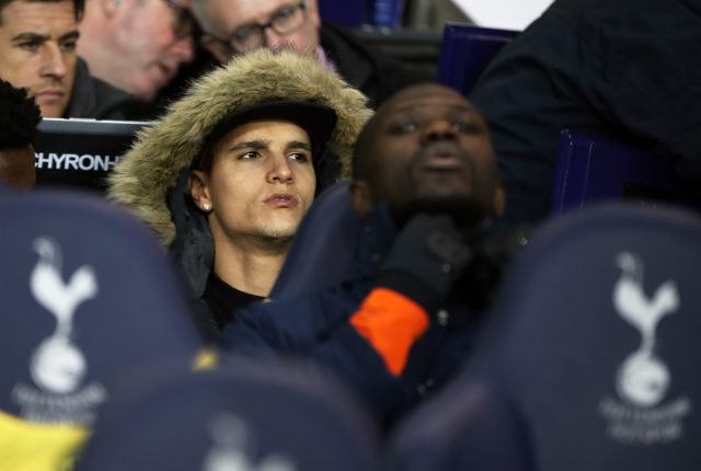 Tottenham Hotspur's Erik Lamela watches from the bench during the Premier League match at White Hart Lane, London.