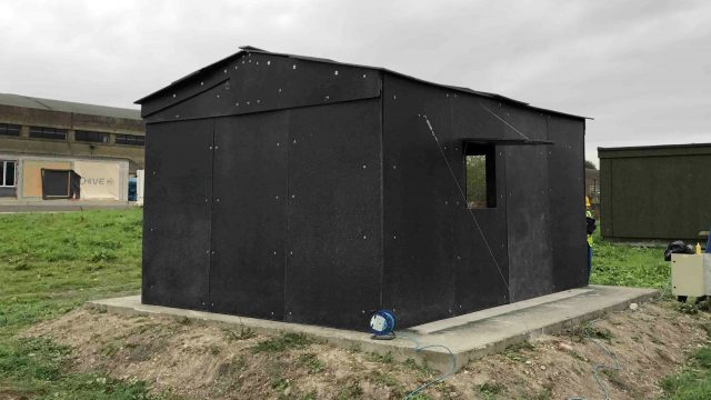 One of the recyclable plastic-based shelters at the test site (University of Bath/PA) 