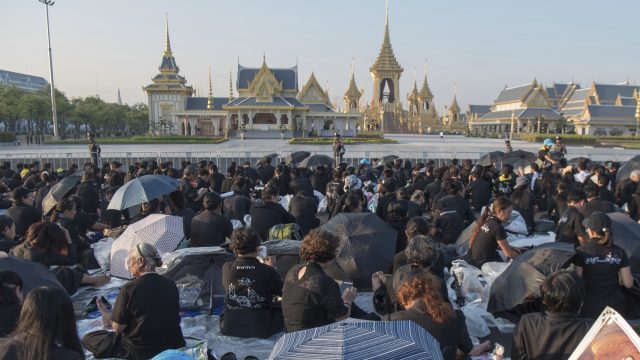 Thousands gathered for the funeral in Bangkok