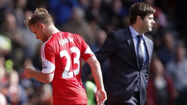 Luke Shaw, left, and Mauricio Pochettino, right, worked together at Southampton