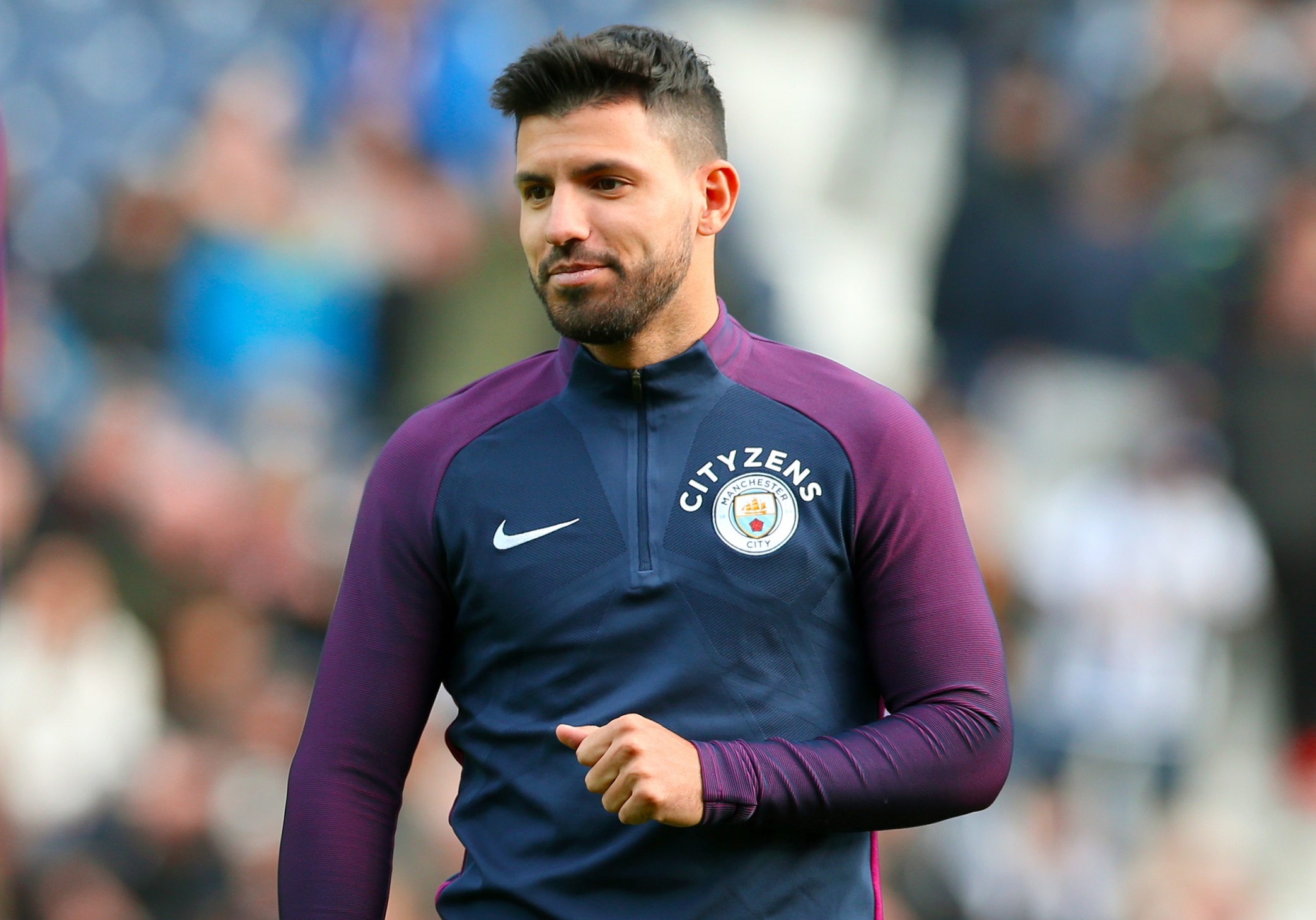 Sergio Aguero before Manchester City's game against West Brom