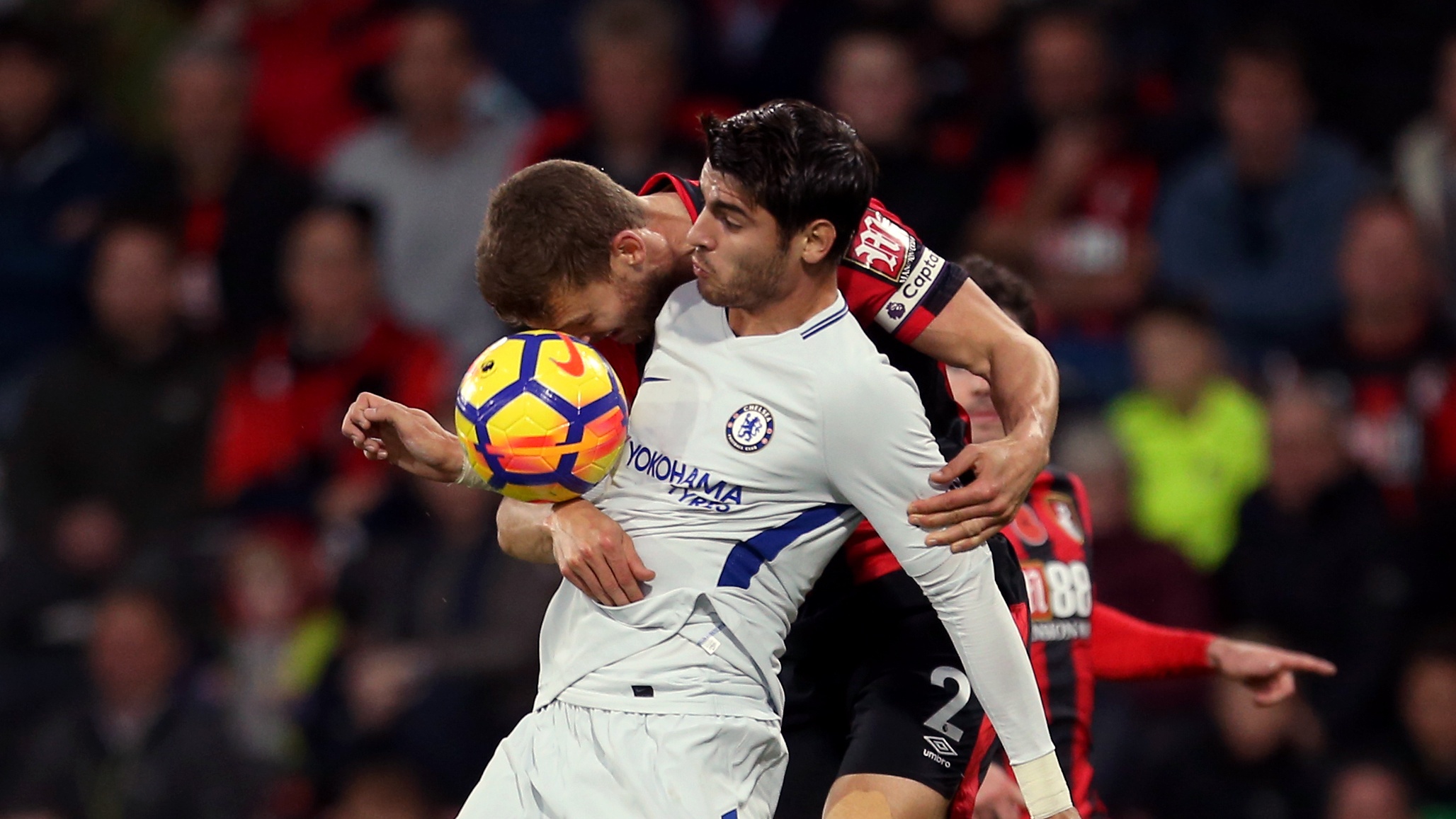 Chelsea's Alvaro Morata plays against Bournemouth in the Premier League