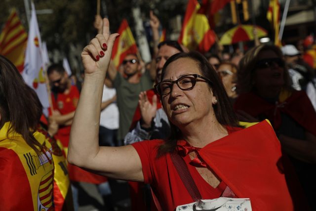 It was the largest pro-union show of force in Catalonia in recent years (Santi Palacios/AP)