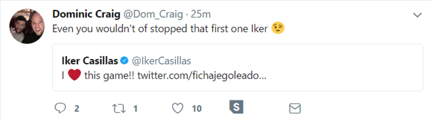 Padiham FC footballer Dominic Craig tweets Iker Casillas