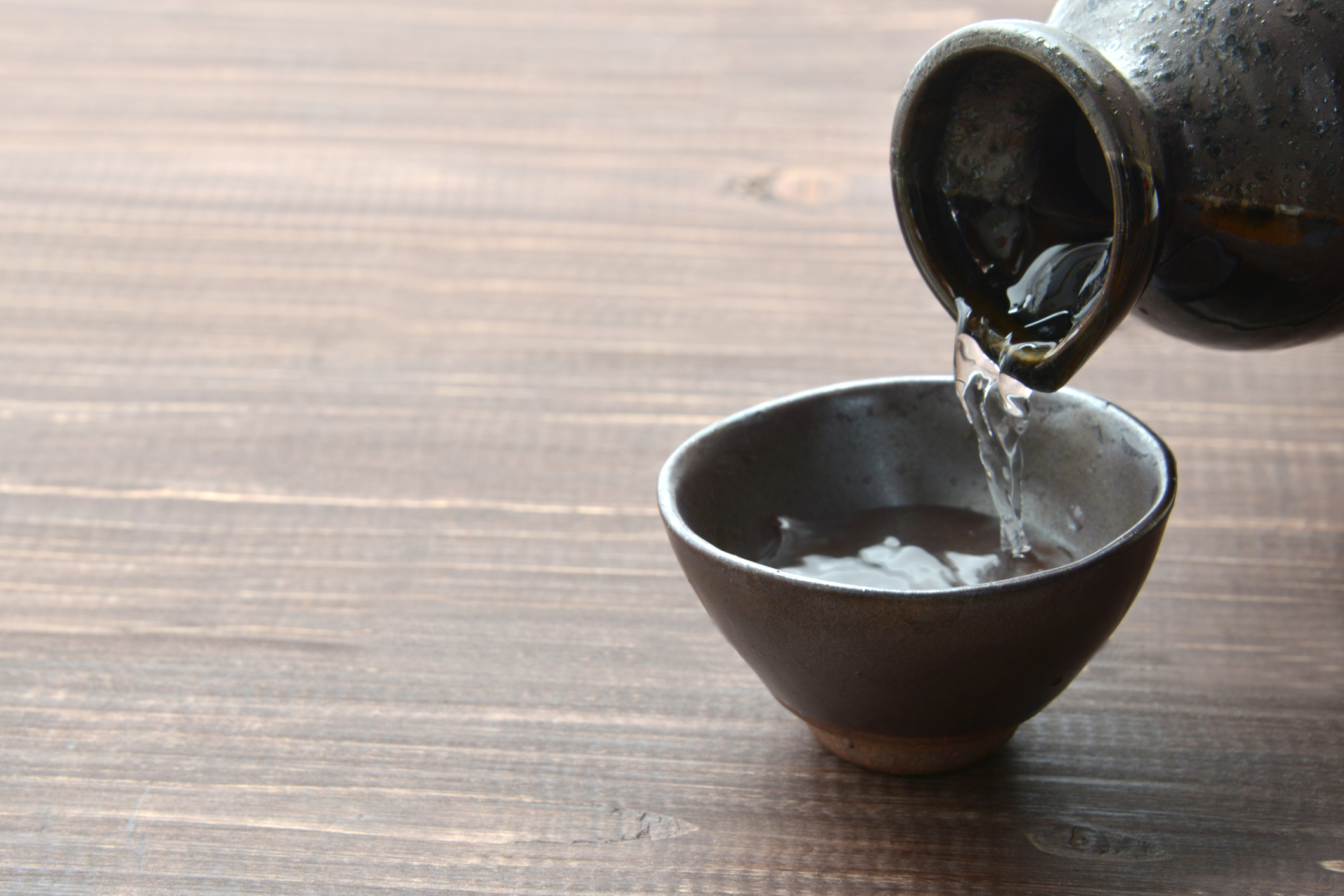 Japanese sake being poured 