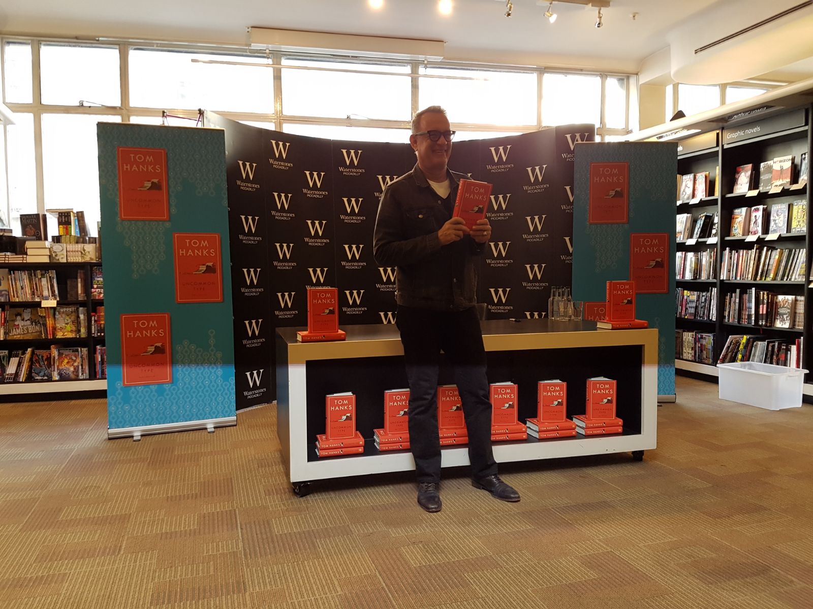 Tom Hanks greets fans at Waterstones.