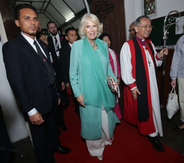 The Prince of Wales and the Duchess of Cornwall attend a service at St. Mary's Cathedral in Kuala Lumpur, Malaysia.