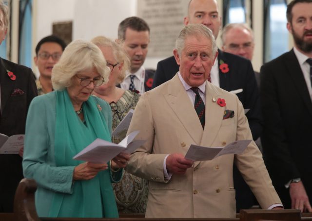 The Prince of Wales and the Duchess of Cornwall attend a service at St. Mary's Cathedral in Kuala Lumpur, Malaysia.