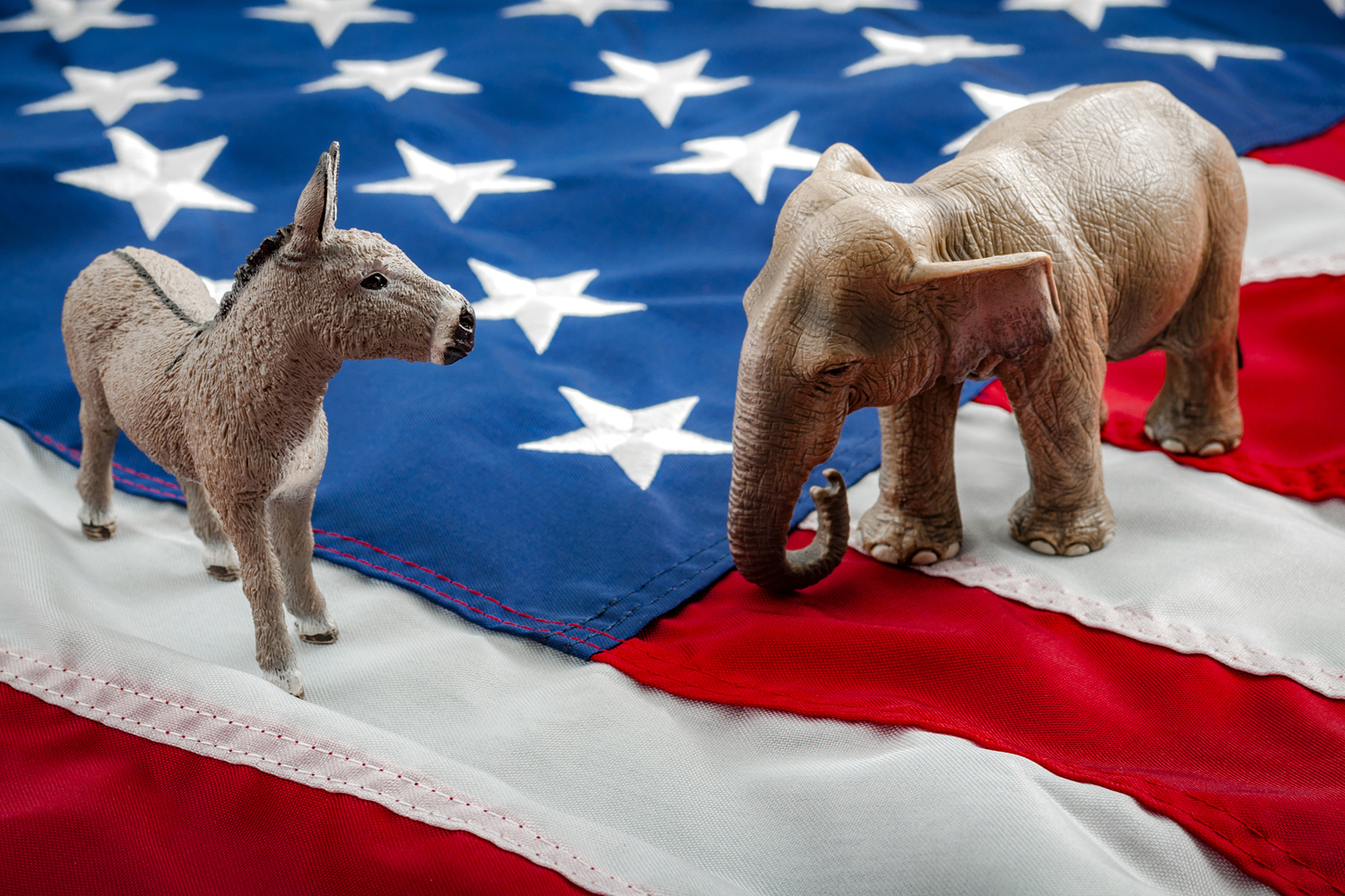 US elections represented by the Democrat donkey and the Republican Elephant