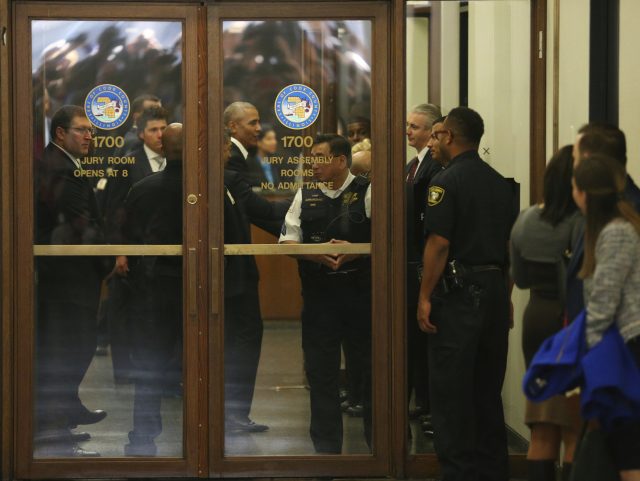 Former President Barack Obama arrives for jury duty