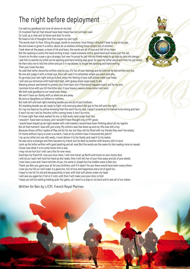 A poem written in tribute to those who have fallen in conflicts 