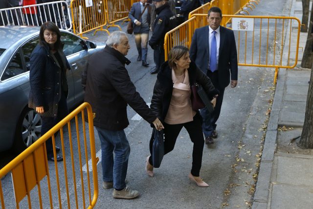 Carme Forcadell arrives at Spain's Supreme Court in Madrid