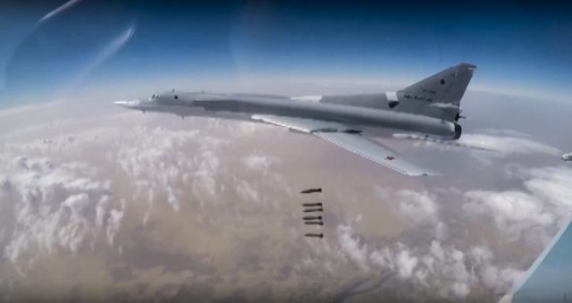 A Russian bomber strikes IS targets in Syria