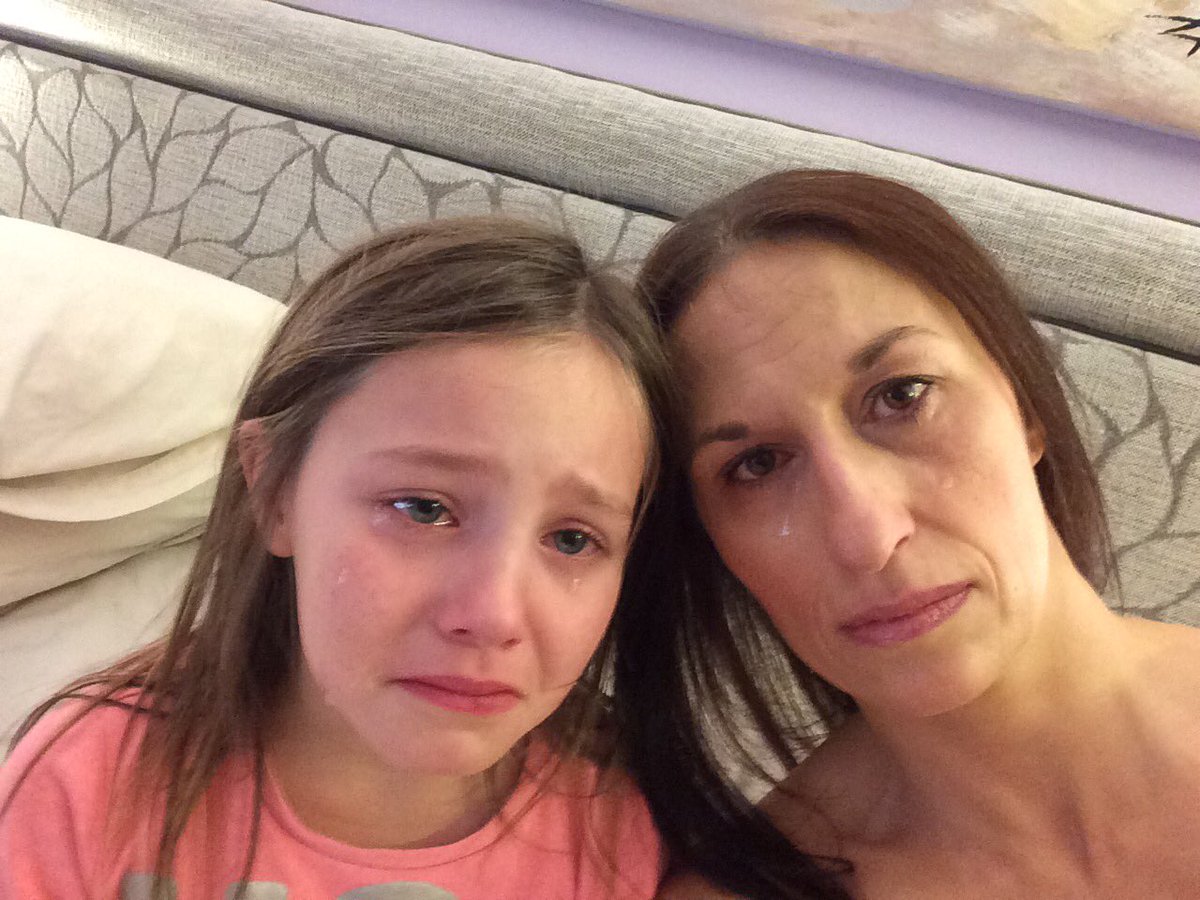 Vicky Finley and daughter Ella crying after the John Lewis ad
