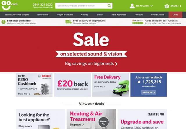 The AO.com website