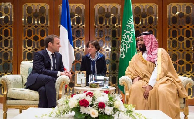 Saudi Crown Prince Mohammed bin Salman with Emmanuel Macron