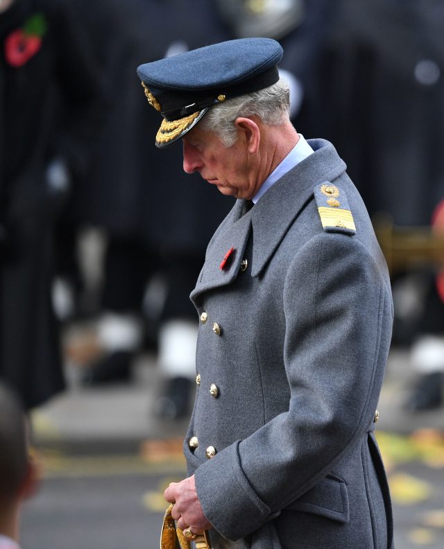 The Prince of Wales lays a wreath on behalf of the Queen