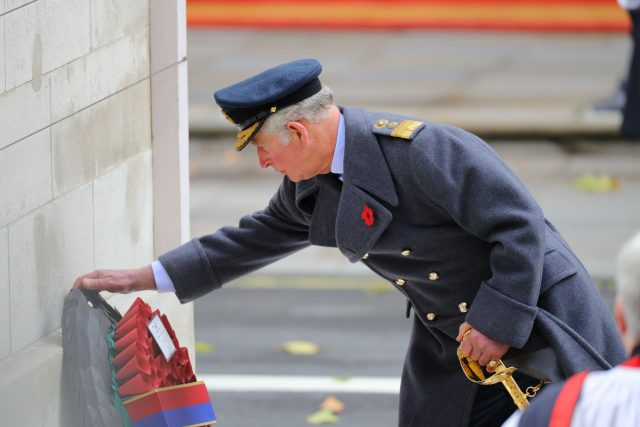 The Prince of Wales laying a wreath