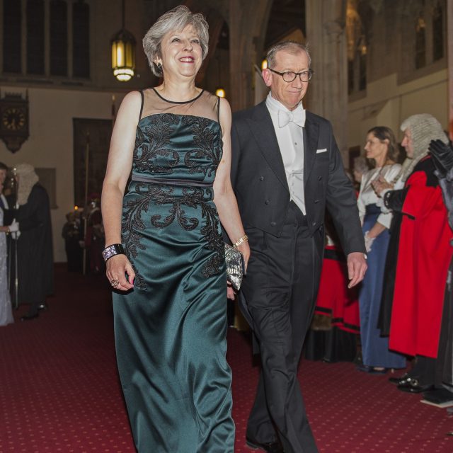 Prime Minister Theresa May and her husband Philip arrive at the Guildhall