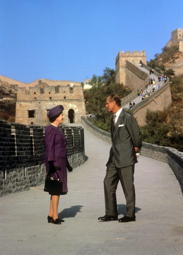 The Queen and Duke on the Great Wall of China (Ron Bell/PA)