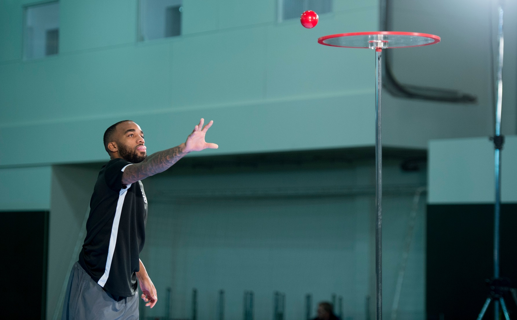 Alexandre Lacazette tries his luck in The Cube