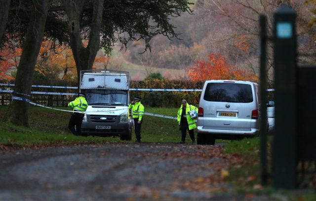 Police at the scene near Waddesdon, in Buckinghamshire