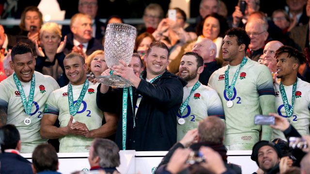 Dylan Hartley lifted the Cook Cup following their win over Australia
