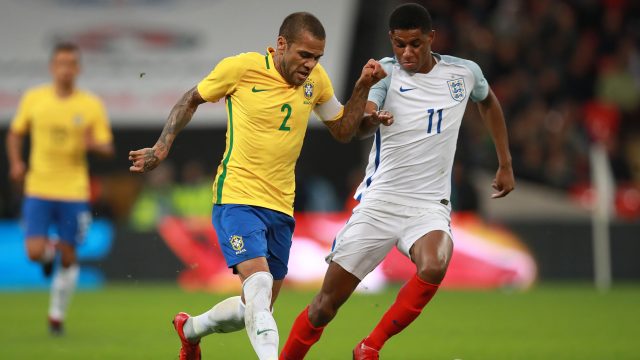 Marcus Rashford won his 15th cap for England against Brazil at Wembley