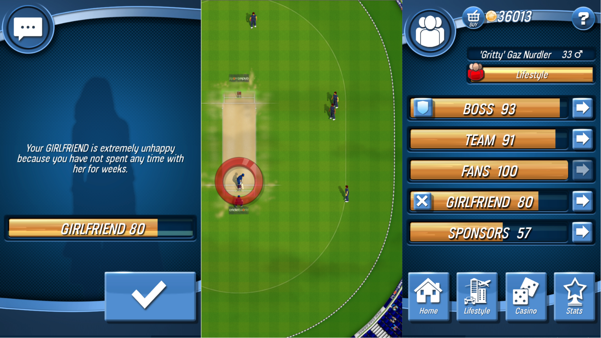 Three screen grabs from New Star Cricket