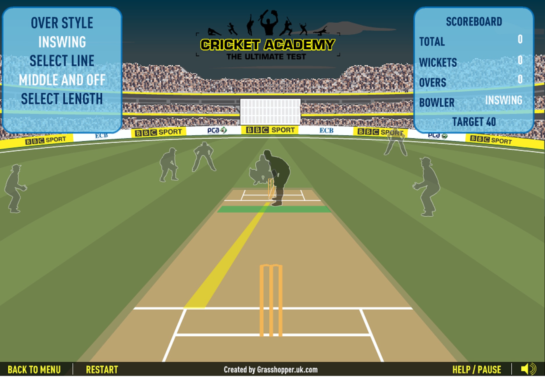 A screen grab from BBC Sport's Cricket Academy game