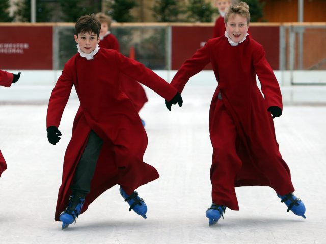 The boys showed off their skills on the ice