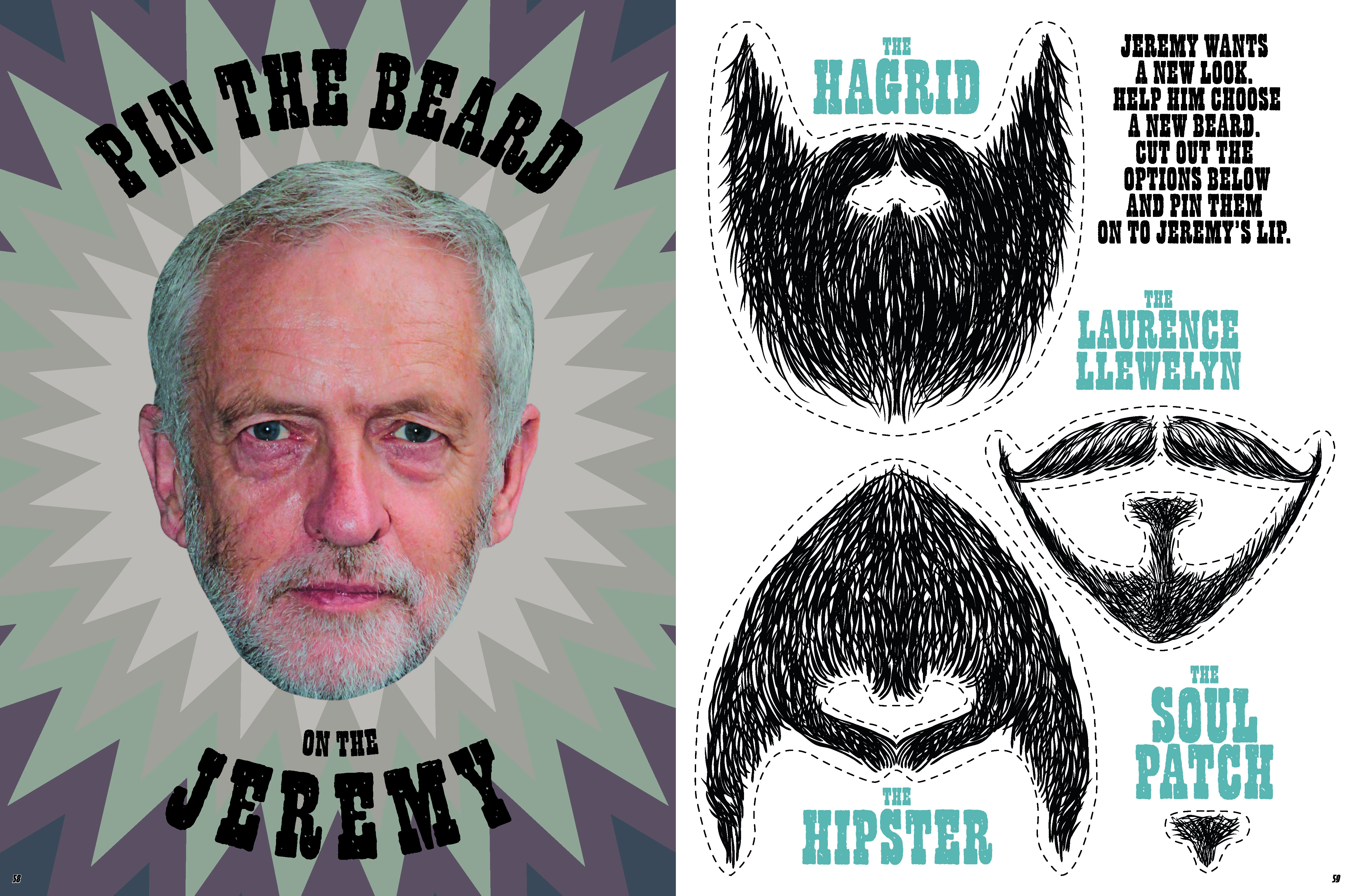 A beard game in the unofficial Jeremy Corbyn Annual 2018 (Portico)