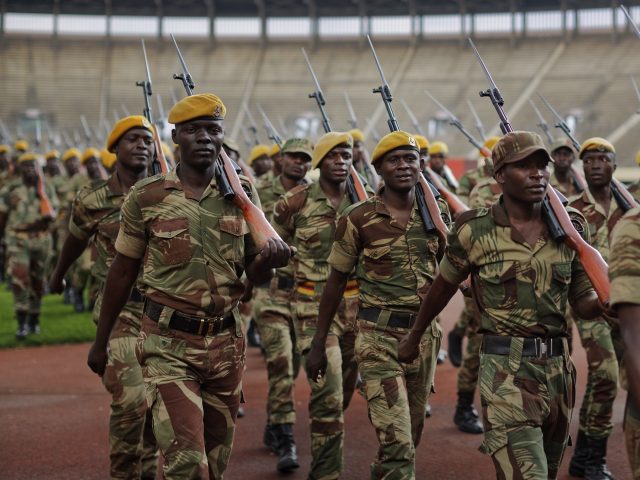 Zimbabwean military personnel take part in rehearsals for the presidential inauguration of Emmerson Mnangagwa 