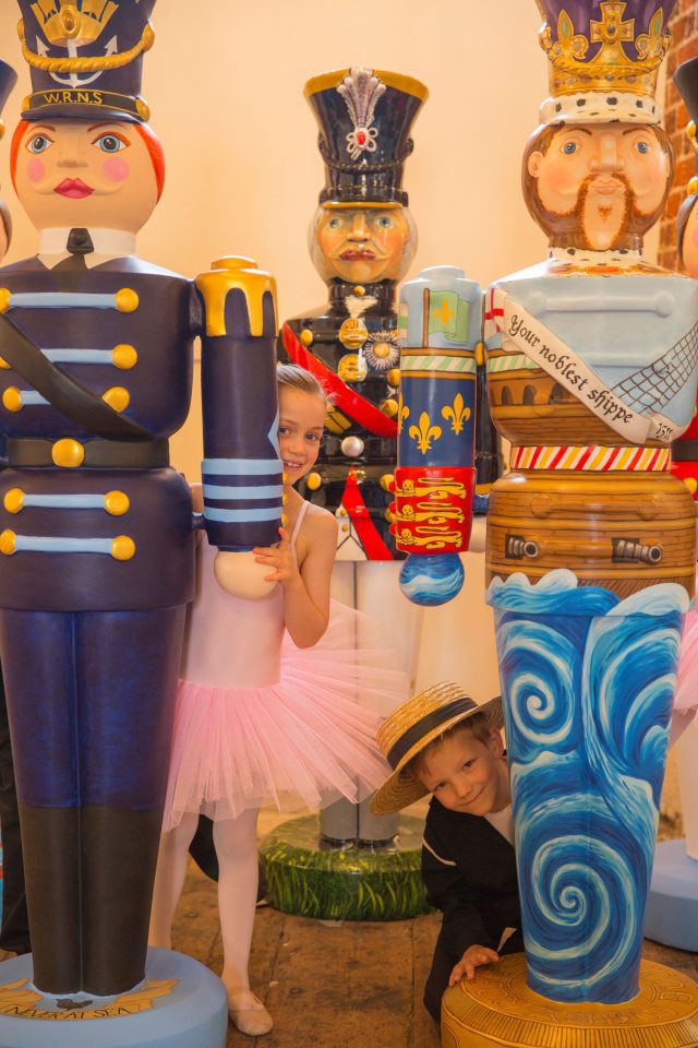 Life-sized nutcrackers of a Navy Wren, Lord Nelson and Henry VIII at the National Museum of the Royal Navy at Portsmouth Historic Dockyard. (Chris Stephens/PA)
