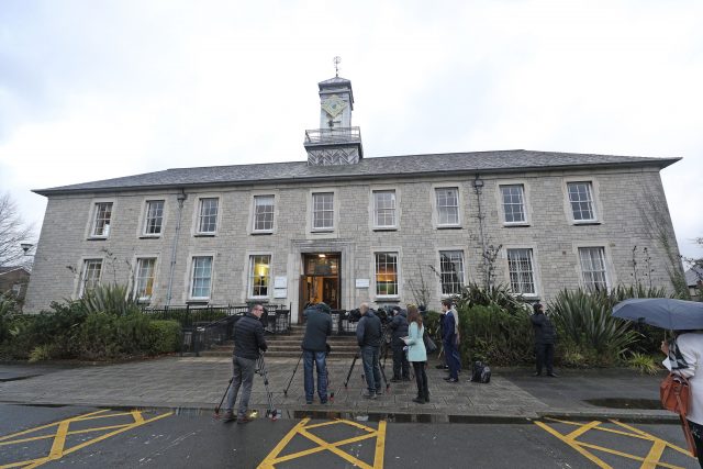 Media outside County Hall in Kendal