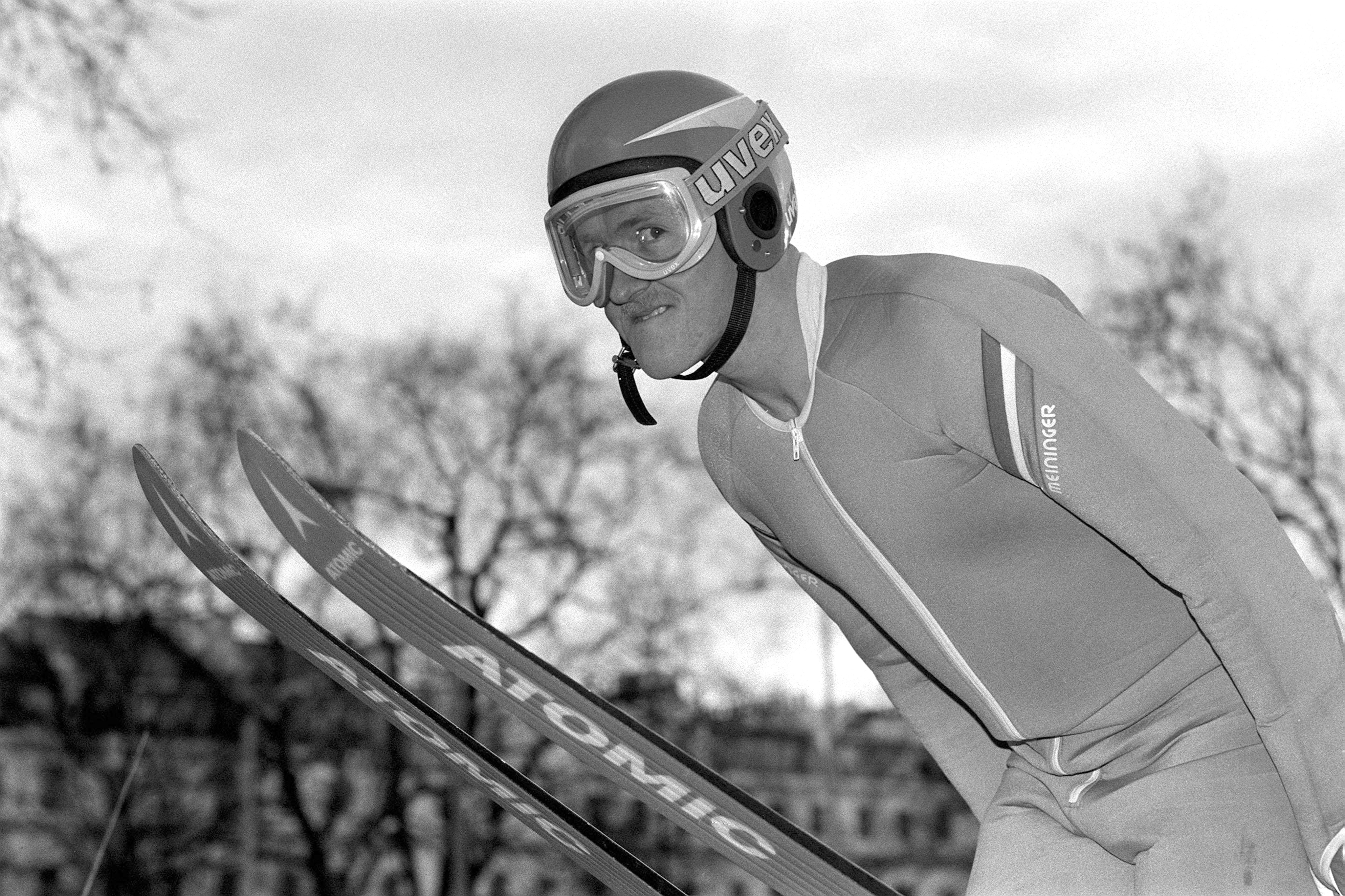 Britain's first Olympic ski-jumper, Eddie 'The Eagle' Edwards before the winter olympics in Calgary (PA)