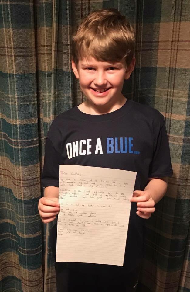 Alfie with his letter