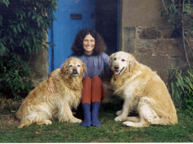 Lin Russell with the family's dogs