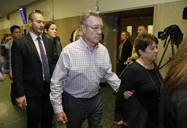  Jim Steinle, center, and Liz Sullivan the parents of Kate Steinle (AP/Eric Risberg)