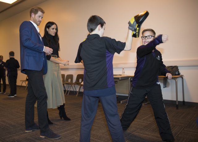 Where they watched a kick boxing demonstration (Andrew Stenning/Daily Mirror/PA)