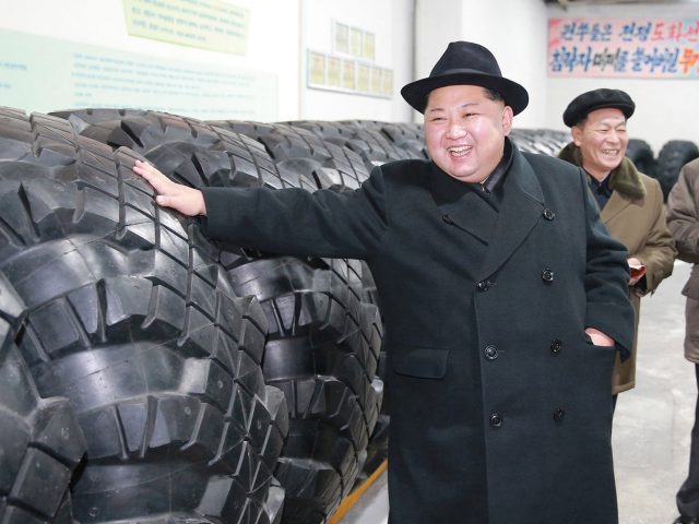 North Korean leader Kim Jong Un visited the factory that built tyres for the vehicle that transported the latest missile to launch