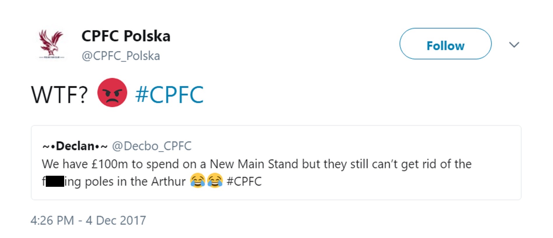 A screen grab from @CPFC_Polska's Twitter account